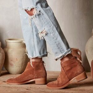 Soludos - Venetian Brown Suede Ankle Zip Heeled Pointed Toe Bootie Size 9.5